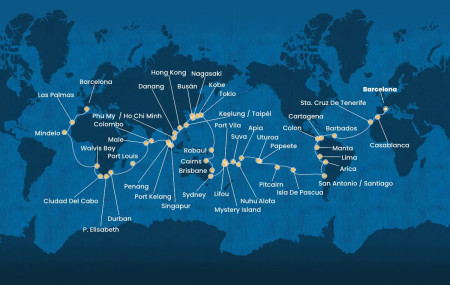 CRUCERO VUELTA AL MUNDO 2025: 129 DÍAS DE AVENTURA DESDE BARCELONA